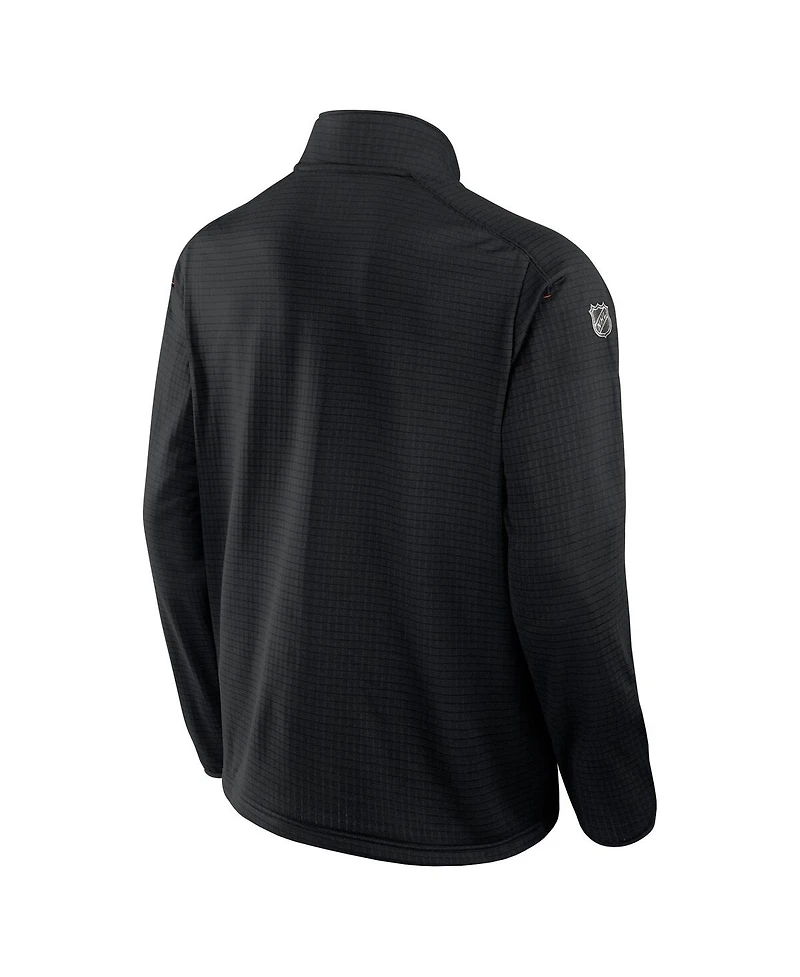 Fanatics Men's Black Anaheim Ducks Authentic Pro Rink Quarter-Zip Sweatshirt