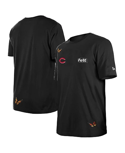 New Era x Felt Men's Black Cincinnati Reds T-Shirt