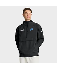 Nike Men's Black Detroit Lions Sideline Alt Pack Anorak Half-Zip Hoodie Jacket