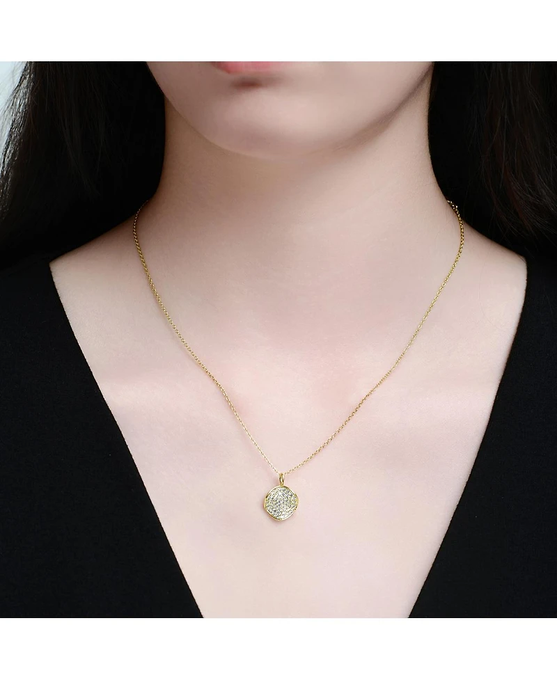 Rachel Glauber 14K Gold Plated with Clear Cubic Zirconia Pendant Necklace