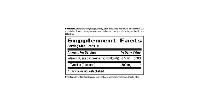 Country Life L-Tyrosine with B-6, 500 Mg, 100 Caps