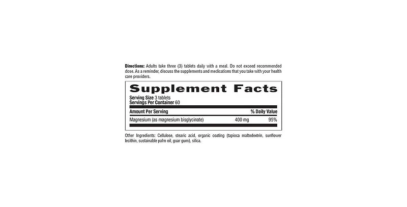 Country Life Chelated Magnesium Glycinate, 400 mg, 180 Tabs