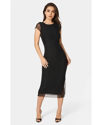 Bebe Women's Powermesh Maxi T-Shirt Dress