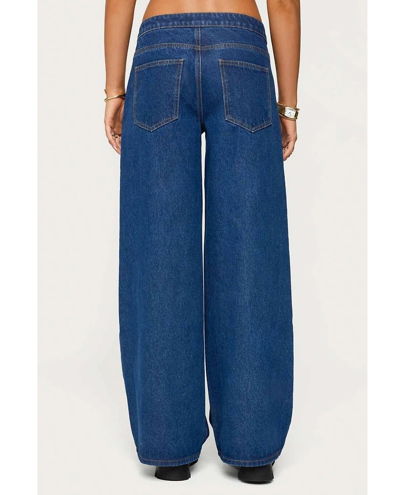 Edikted Women's Edie Belt Detail Low Rise Jeans