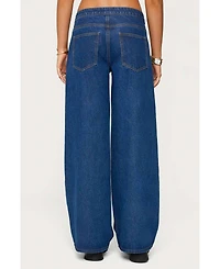 Edikted Women's Edie Belt Detail Low Rise Jeans