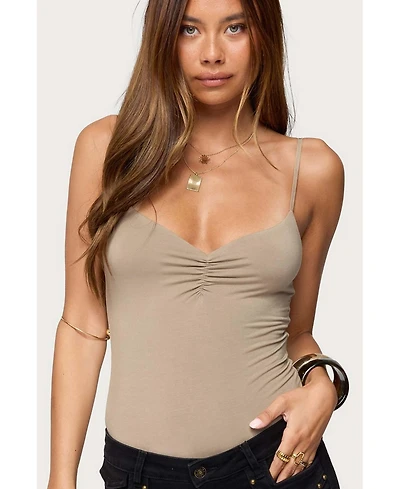 Edikted Women's Harlow Gathered V Neck Bodysuit