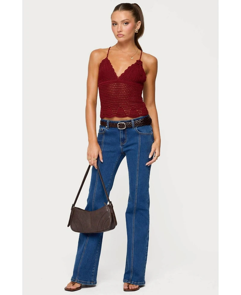 Edikted Women's Delila Crochet V Neck Top