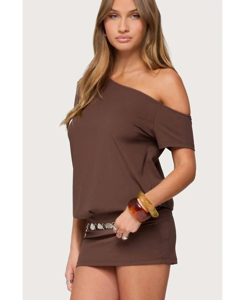 Edikted Womens Dorie Off Shoulder Cut Out Mini Dress