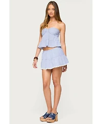 Edikted Women's Dora Striped Linen Look Mini Skirt