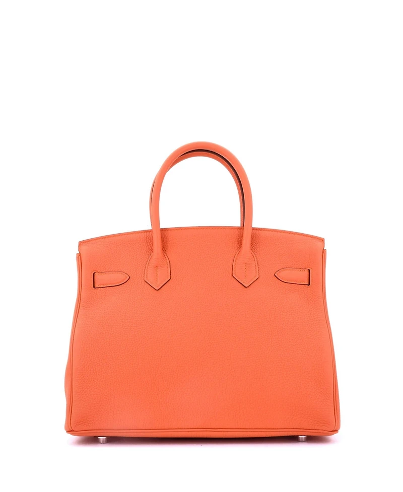 Pre-Owned Hermes Birkin 30 Handbag Orange Togo with Palladium Hardware