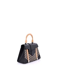Pre-Owned Goyard Pm Saigon Top Handle Bag Coated Canvas with Leather
