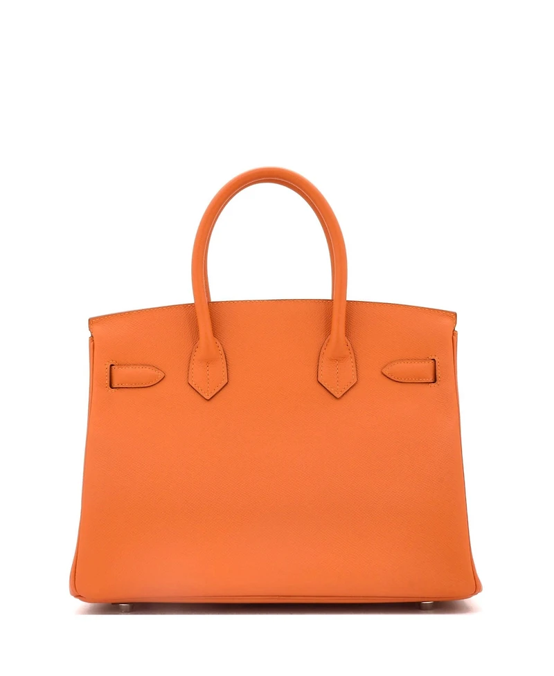 Pre-Owned Hermes Birkin 30 Handbag Orange Epsom with Palladium Hardware