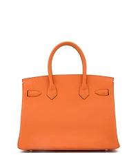 Pre-Owned Hermes Birkin 30 Handbag Orange Epsom with Palladium Hardware