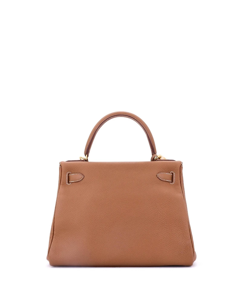 Pre-Owned Hermes Kelly Handbag Brown Togo with Gold Hardware