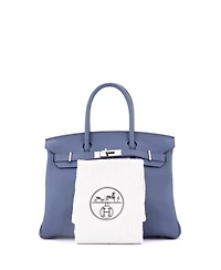 Pre-Owned Hermes Birkin Handbag Blue Togo with Palladium Hardware