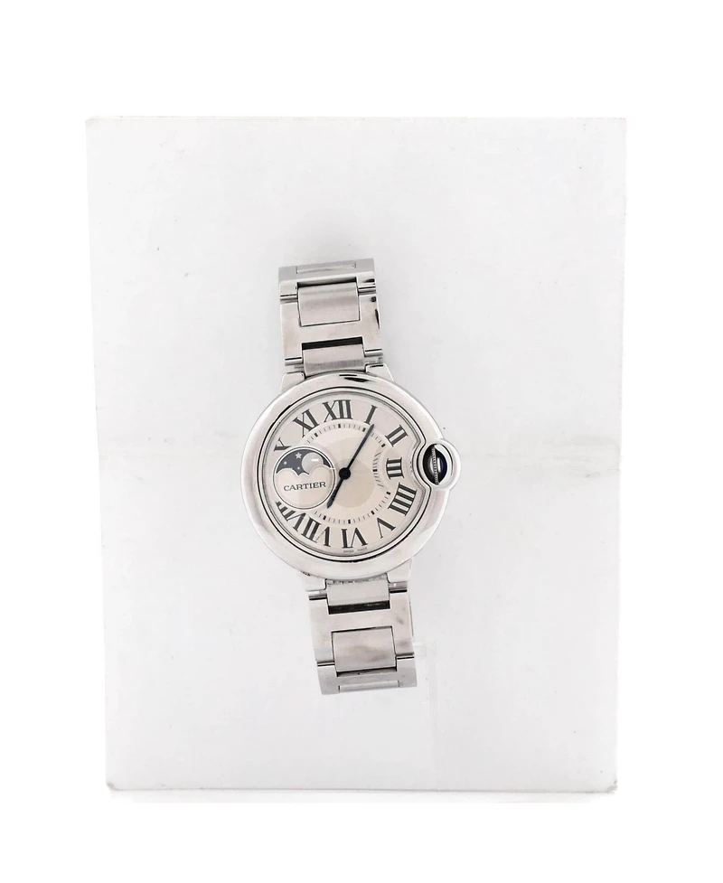 Pre-Owned Cartier Ballon Bleu de Cartier Moonphase Automatic Watch in Stainless Steel 37mm