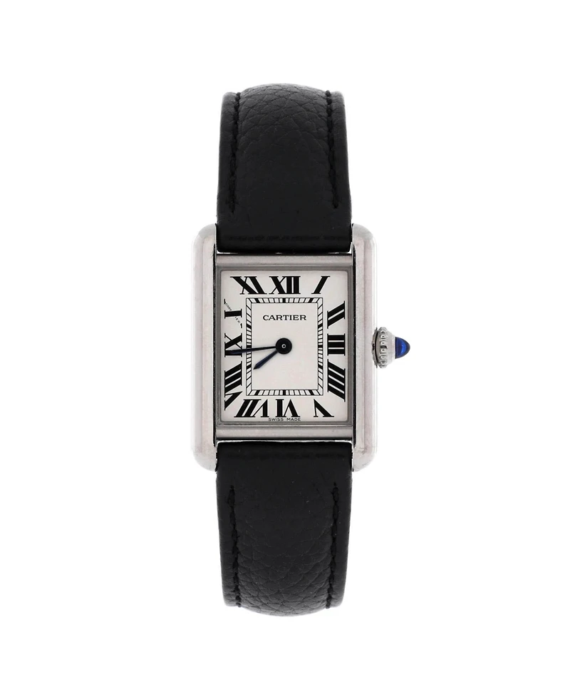 Pre-Owned Cartier Must de Cartier Tank Quartz Watch in Stainless Steel and Leather 22mm