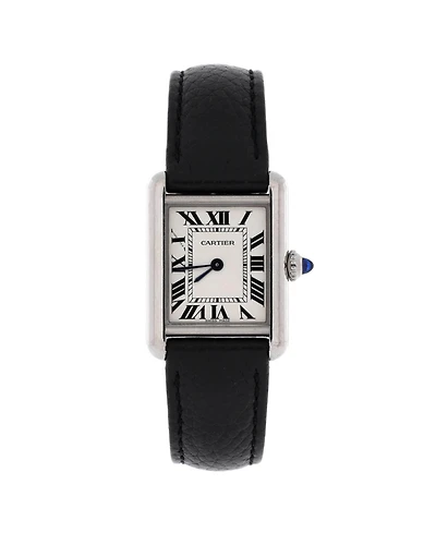Pre-Owned Cartier Must de Cartier Tank Quartz Watch in Stainless Steel and Leather 22mm