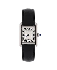 Pre-Owned Cartier Must de Cartier Tank Quartz Watch in Stainless Steel and Leather 22mm