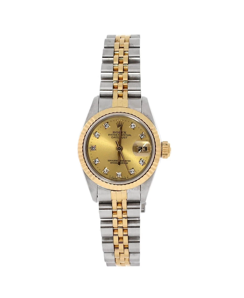 Pre-Owned Rolex Oyster Perpetual Datejust Automatic Watch in Stainless Steel and Gold with Diamond Markers 26mm