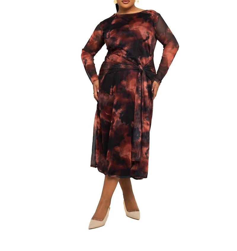 Fashion-szn Curve Women's Tie Dye Print Mesh Midi Dress