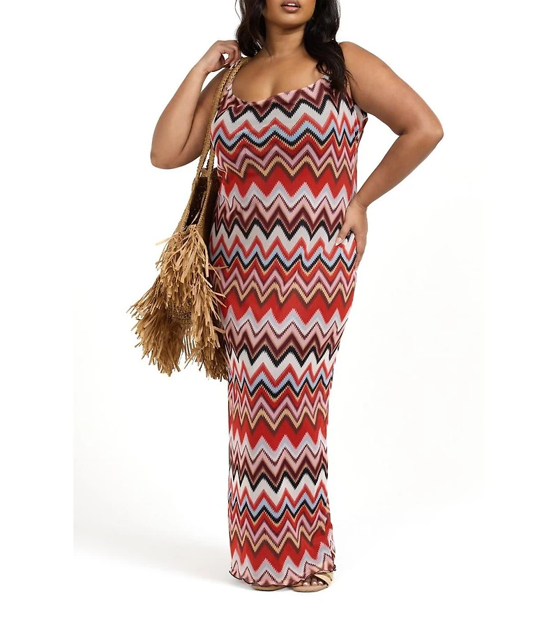 Fashion-szn Curve Women's Retro Print Mesh Maxi Dress