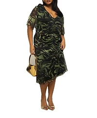 Fashion-szn Curve Women's Zebra Print Mesh Midi Dress