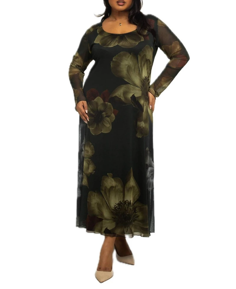 Fashion-szn Curve Women's Floral Print Midaxi Dress