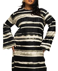 Fashion-szn Curve Women's Striped Plisse Midi Dress