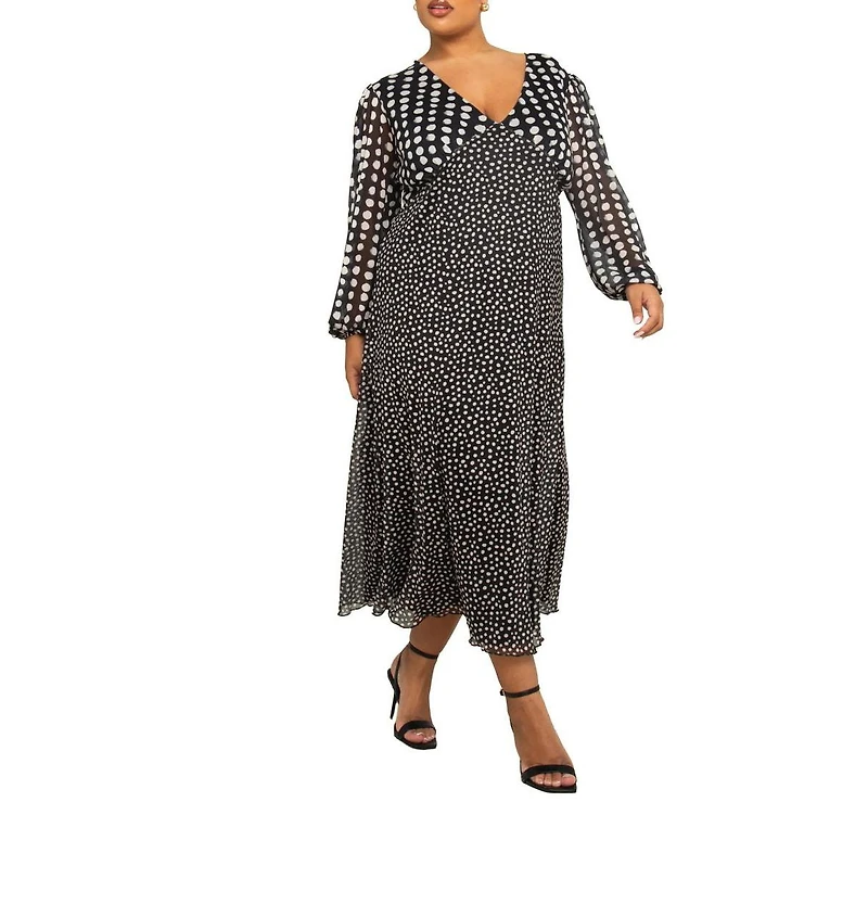 Fashion-szn Curve Women's Polka Dot Midi Dress
