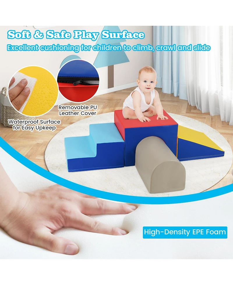Gymax Toddler Climb & Crawl Activity Playset Blocks w/ Waterproof Pu Cover Epe Foam
