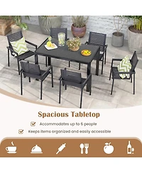 Rectangular Wicker Patio Dining Table for Outdoor Deck or Garden Seating