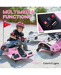 Aosom 12V Electric Drifting Go Kart w/ Slow Start, Music, Lights,