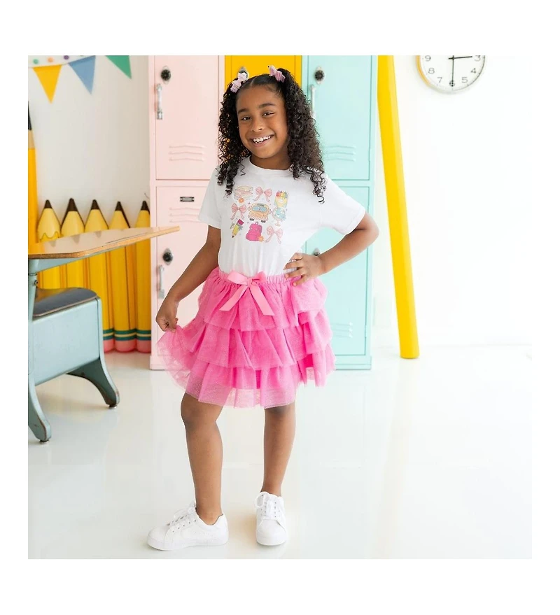 Sweet Wink Little and Big Girls Coquette School Doodle Short Sleeve T-Shirt