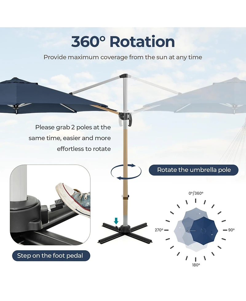 Mecale 11 Ft Outdoor Patio Umbrella with 360° Rotation and Adjustable Tilt