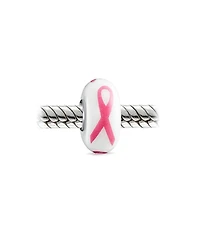 Bling Jewelry Set of 3 Pink Ribbon Breast Cancer Survivor Cz Glass Solid Crystal Spacer Charm Bead Sterling Silver