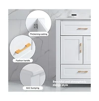 Casainc 48" White Vanity with Ceramic Sink Combo, 4 Soft-Close Doors & 4 Drawers, Elegant Storage Unit