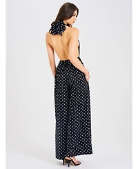 Miss Circle Women Oriana Black Polka Dots Halter Jumpsuit