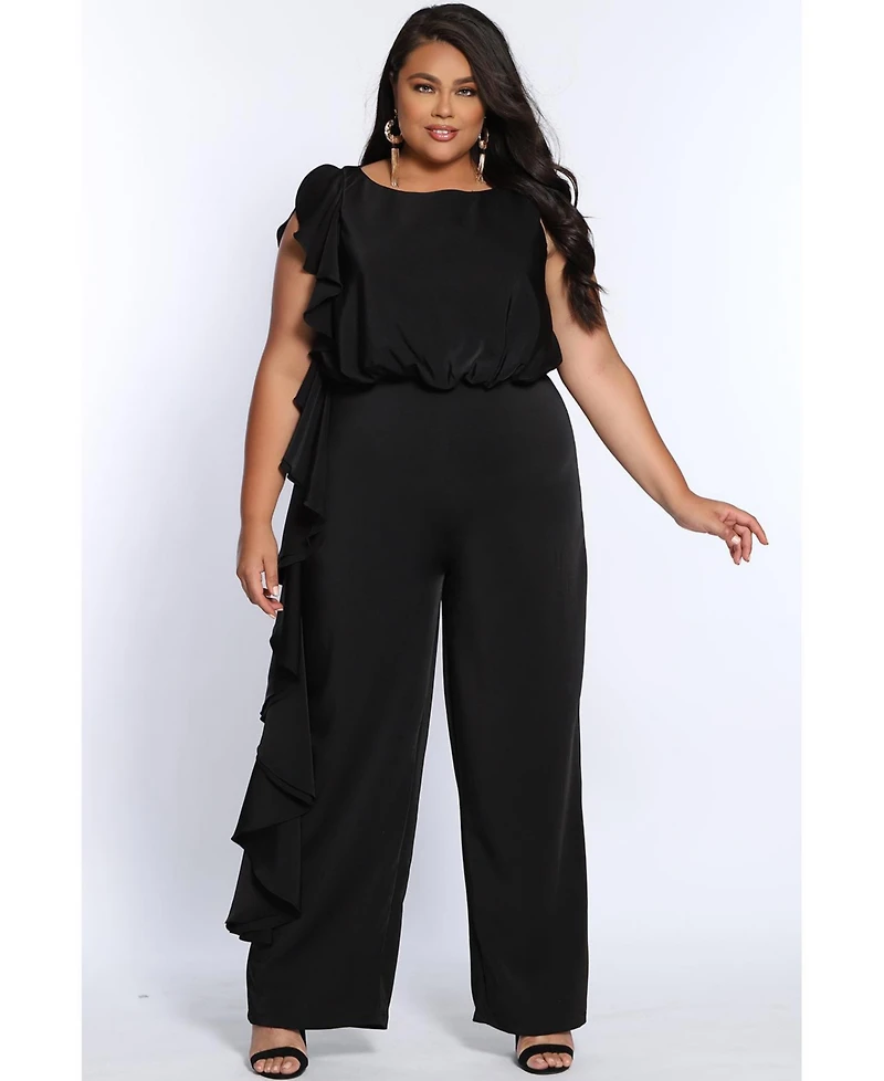 Celebrations by Sydney's Closet Women's Crepe Ruffle Jumpsuit
