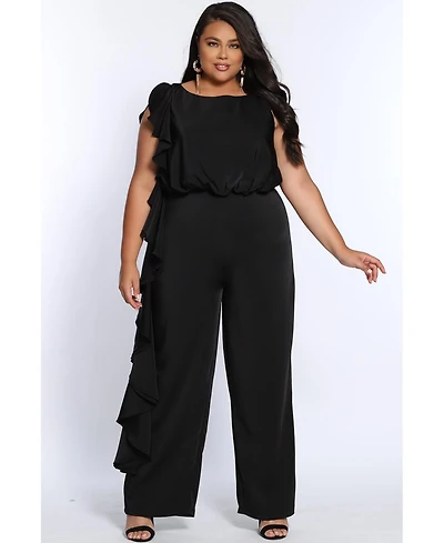 Celebrations by Sydney's Closet Women's Crepe Ruffle Jumpsuit