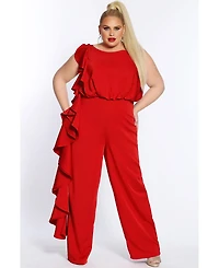 Celebrations by Sydney's Closet Women's Crepe Ruffle Jumpsuit