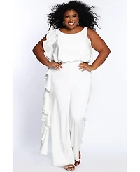 Celebrations by Sydney's Closet Women's Crepe Ruffle Jumpsuit