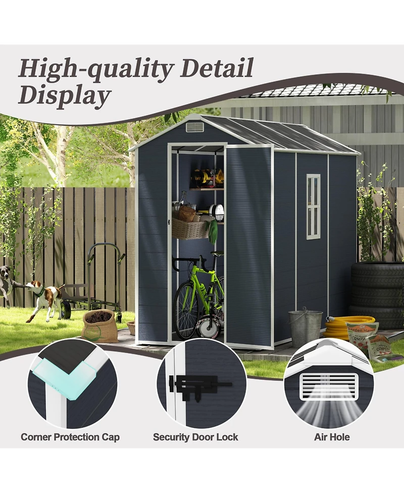 Streamdale Furniture 4x8 Resin Storage Shed - Waterproof Uv Proof Dark Gray