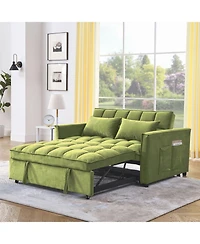 Streamdale Furniture Velvet Green 54" Sleeper Sofa with Adjustable Back