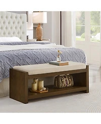 Streamdale Furniture 47" Accent Bench with Shoe Rack Padded Seating Removable Cushion