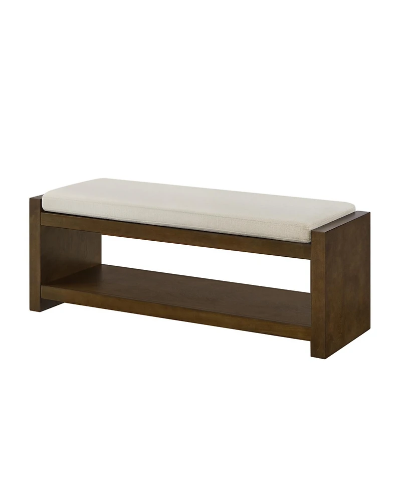 Streamdale Furniture 47" Beige Bench with Shoe Rack & Removable Cushion