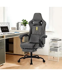 Streamdale Furniture Gaming Chair Massage Lumbar Support Footrest Grey