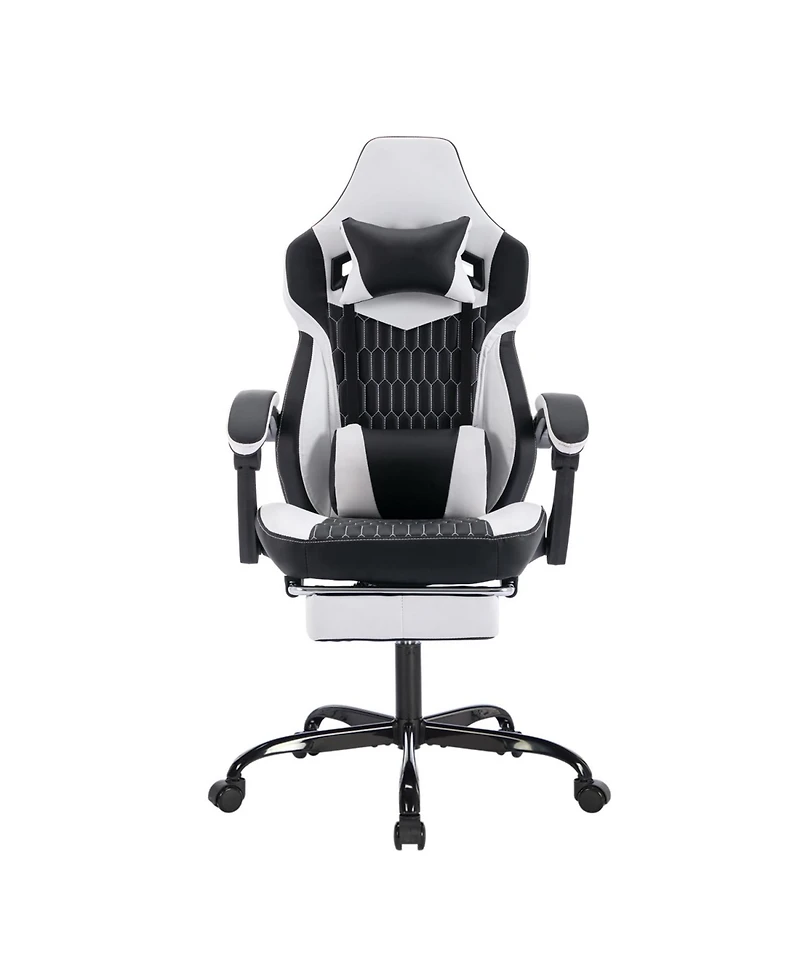 Streamdale Furniture Gaming Chair with Footrest Ergonomic High Back Black/White