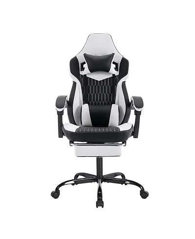 Streamdale Furniture Gaming Chair with Footrest Ergonomic High Back Black/White