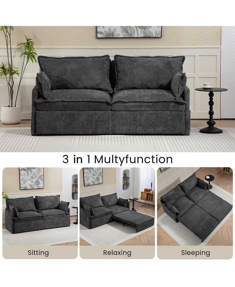 Streamdale Furniture Pull-Out Corduroy Sleeper Sofa Bed w/ Storage & Usb